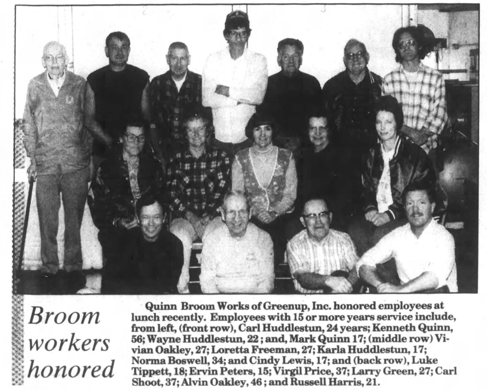 Broom workers honored